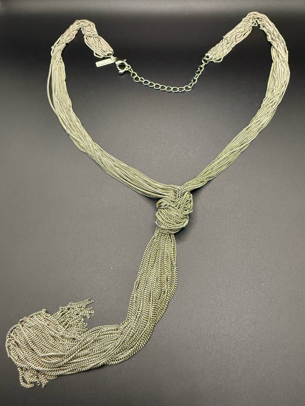 Lane Bryant Silver-Tone Multi-Strand Knot Tassel Necklace Adjustable